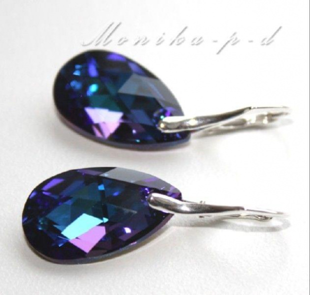 898. SWAROVSKI Migdał Heliotrope - kolczyki 3,5cm
Kryształ 22mm, bigle srebro