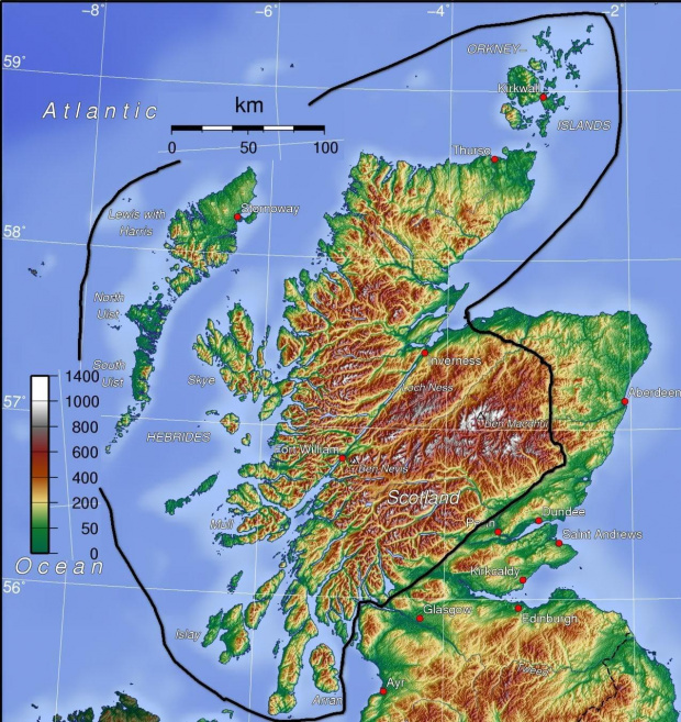 mapa Scottish Highlands