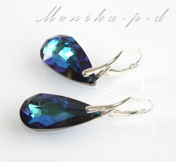 682. SWAROVSKI Tear Drop pedant Bermuda Blue - kolczyki 4cm
wykończenie w srebrze