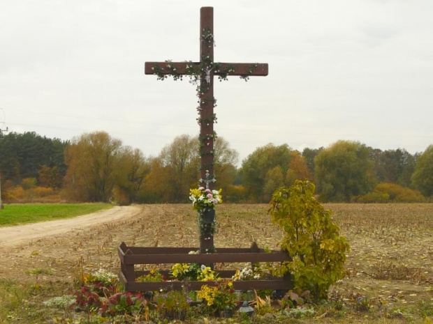 Krzyż na skrzyżowaniu dróg przy Trakcie Napoleońskim. #jesień #krzyż