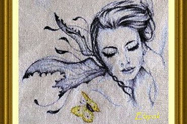 Cytrynek #haft #HaftKrzyżykowy #motyl #cytrynek