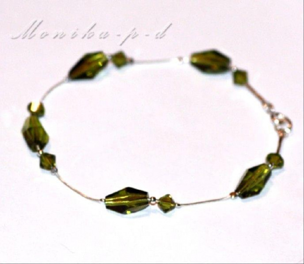 705B. Swarovski olivine beads i srebro - Bransoletka 20cm
kryształki 12mm i 4mm
samo srebro