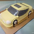 Żółty samochód dla chłopca #samochód #auto #pojazd #wyscigówa #rajdówka #tort