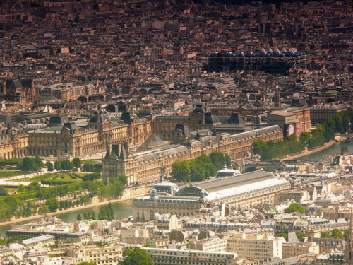 Z Wieży Eiffla - widok na Louvre i Centrum Pompidou #Paryż