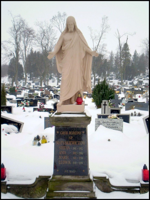 Cmentarz w Gostyniu w zimowej scenerii