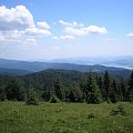 Widok na Pasmo Lubania, Pieniny i Jezioro Czorsztyńskie z polany Zielenica #beskidy #gorce #góry #turbacz