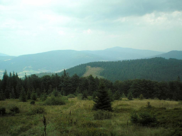 Polana Podskały oraz Jasień i Mogielica w Beskidzie Wyspowym z Plany Adamówka w Gorcach #góry #beskidy #gorce #kudłoń