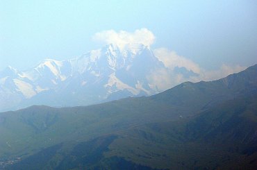 Col de la Croix de Fer - widok z przełęczy na masyw Mont Blanc #Alpy #Francja #Góry #MontBlanc