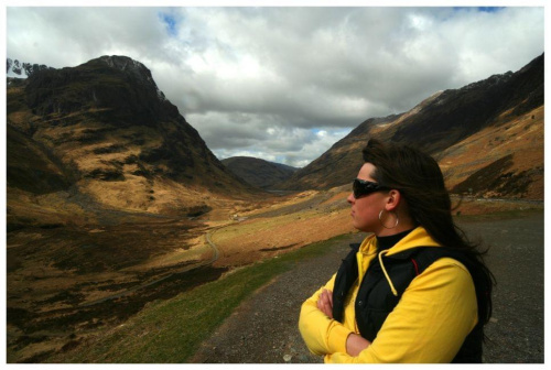 Widok na jeden ze szczytow Three Sisters of Glencoe. Szkocja