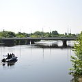 Widok na Cybinę wezbraną wielką wodą. Cybina to dopływ Warty w Poznaniu na Ostrowiu Tumskim.