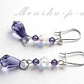 791. SWAROVSKI krople, bicone tanzanite i crystal AB- kolczyki 5cm
samo srebro