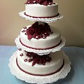 7 kg tort Biało - bordowy #wesele #tort #impreza #kościół