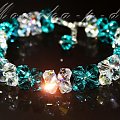 847. SWAROVSKI blue zircon i crystal AB - bransoletka 18cm