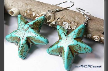 KOlczyki turkusowe gwiazdki 809 #turkus #srebro #Kolczyki809