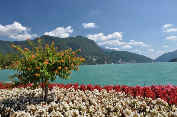 Widok z parku w Lugano na jezioro (o tej samej nazwie ;-))