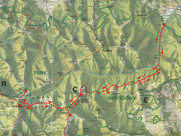 Mapka trasy Rzeki - Turbacz w Gorcach #góry #gorce #beskidy #rower #turbacz