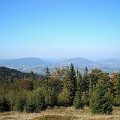 Gorce - widok z Turbaczyka na Luboń Wielki i Szczebel w Beskidzie Wyspowym #góry #beskidy #gorce #jesień #polany