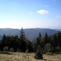 Gorce - widok z Turbaczyka na Suchorę, Tobołów i Tobołczyk #góry #beskidy #gorce #jesień #polany