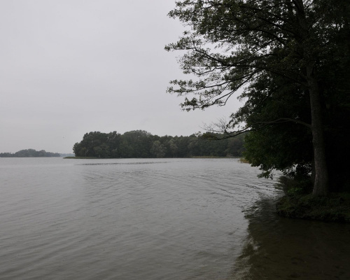 Jezioro podczas deszczu