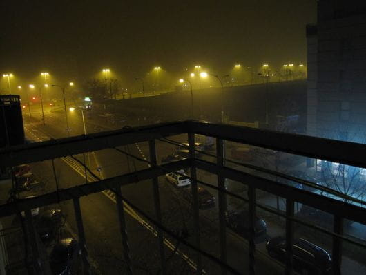 wieczorna mgła nad Czerniakowską
