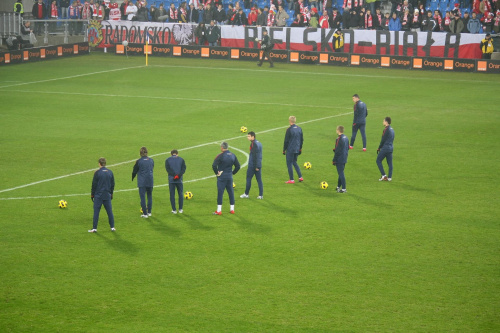Piłkarze polscy na rozgrzewce
