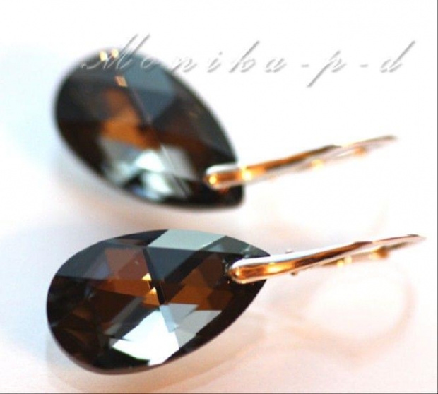 889. SWAROVSKI Pear Shaped Silver Night - kolczyki 3,5cm
bigle - srebro