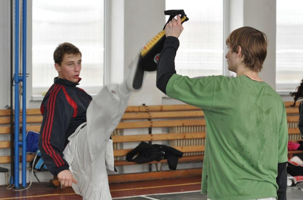 Kamil Kiczka 1 dan i Norbert Fuczko 1 kup. Trening w Liptowskim Mikulaszu z kadrą Słowacji i Chorwacji. 8 styczeń 2011