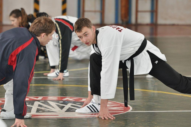 Konrad Rajda 1 dan taekwondo WTF. Trening w Liptowskim Mikulaszu z kadrą Słowacji i Chorwacji. 8 styczeń 2011